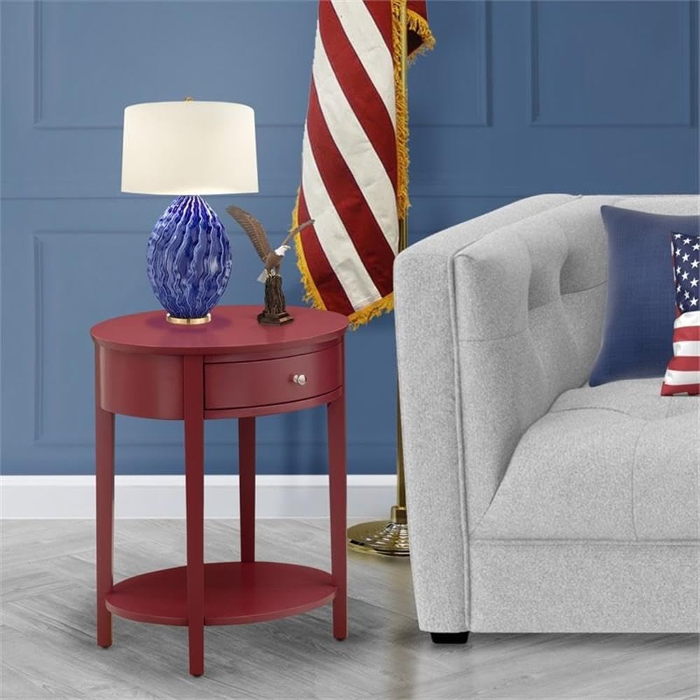 East West Furniture HI-13-ET Modern End Table with 1 Wooden Drawer, Stable and Sturdy Constructed - Burgundy Finish